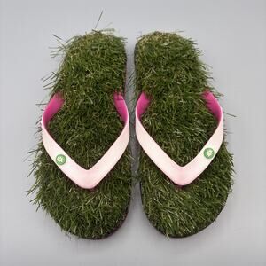 GFF Turf Flip Flops 10 Fit Women Size 7 7.5 Thongs Grass Halloween Party Novelty